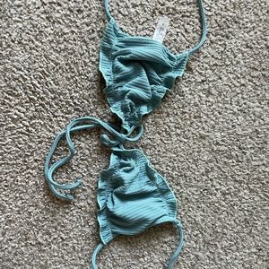 Teal blue knit Shein swim set
